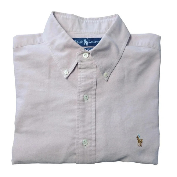 Ralph Lauren Early 2000s Pale Pink Long-sleeve Button-up, Men 16.5-34 - Picture 1 of 11